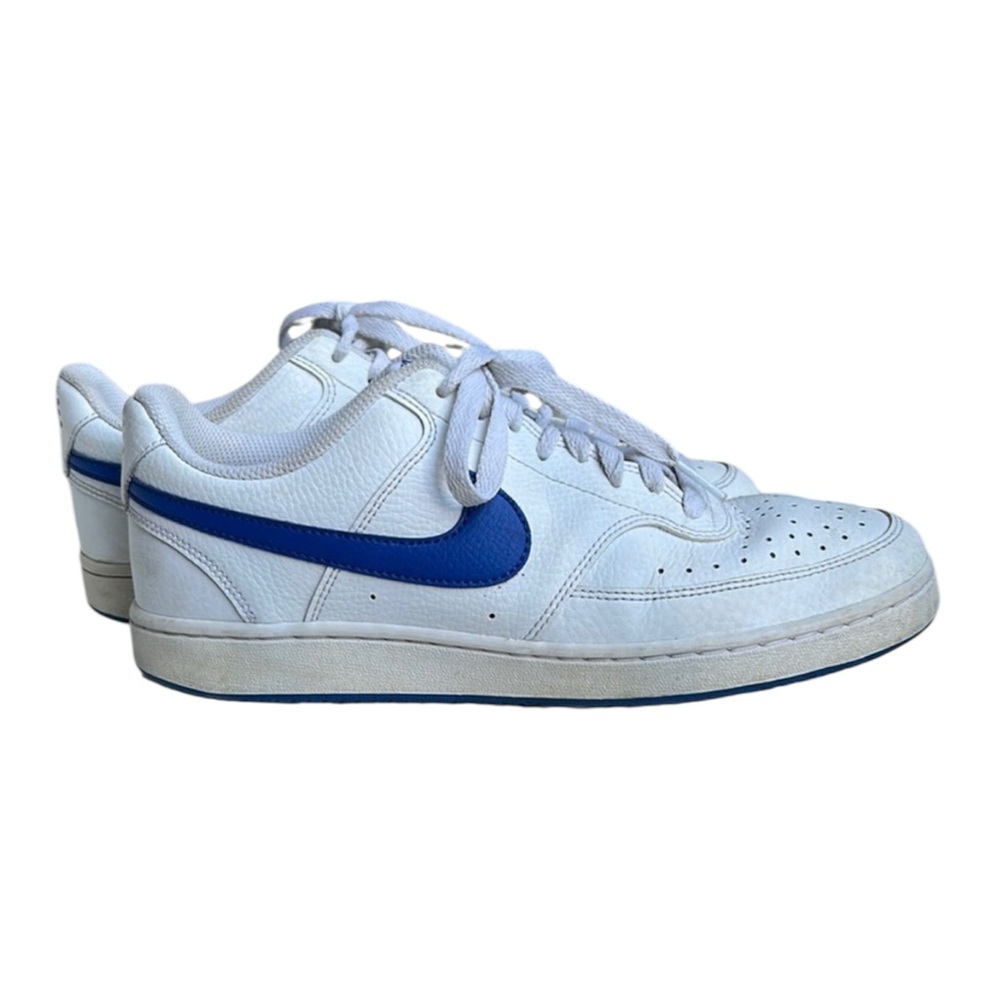 Nike Men's White and Blue Court Vision Low Casual Sneakers 8
